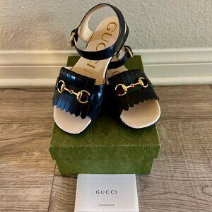 Gucci Kids Horsebit Leather Sandals – Prussian Blue, Size 29, BNIB